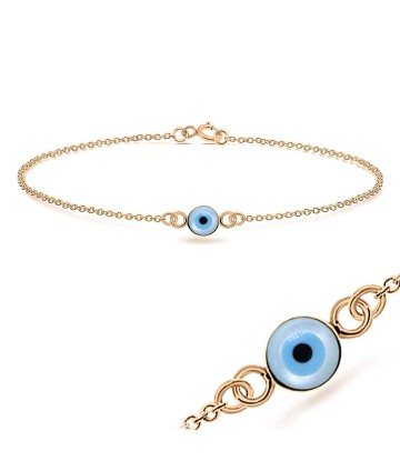 Evil Eye Round Shape Silver Bracelet BRS-201-RO-GP